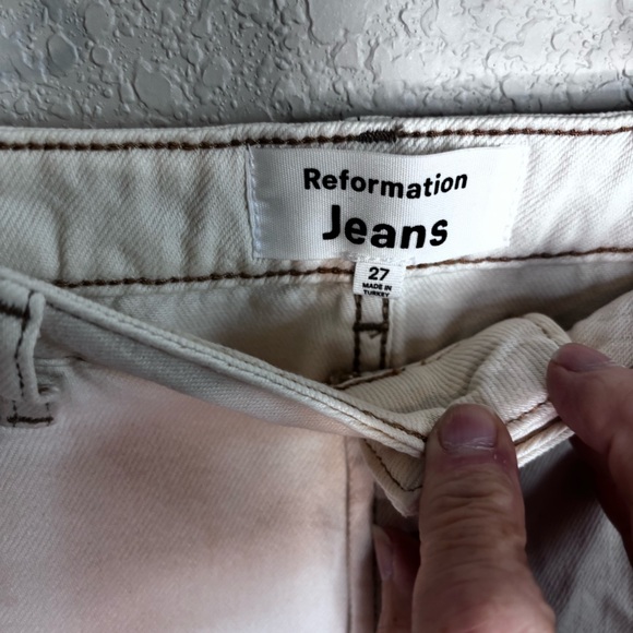 Reformation Lexi High Rise Wide Leg Jeans Ivory - Picture 3 of 11